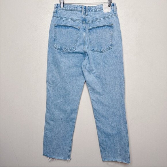 Zara Womens 6 Straight Leg Mom Jeans Light Wash Frayed Hem - Picture 14 of 14